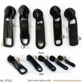 Metal zipper slider black zinc alloy zipper slider puller